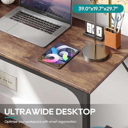 BestOffice Computer Desk,Home Office Desk, Modern Simple Style for Home Office Study Writing (Brown, 39 Inch) - color: Brown, size: 39 Inch