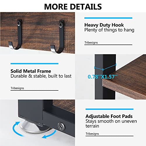 Tribesigns Industrial [Shoe] [Rack] [Bench] with Coat [Rack] Set with Hall Tree, 3 Storage Cubbies, 7 Hooks for Entryway, Hallway, 5-in-1Design, Rustic Brown - color: Rustic Brown