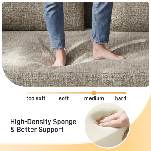 Curved Convertible Futon Sofa Bed,Modern Boneless Sleeper Couch,Curved Modern 3 Seater Cloud Couch - color: Light Brown, size: 90''
