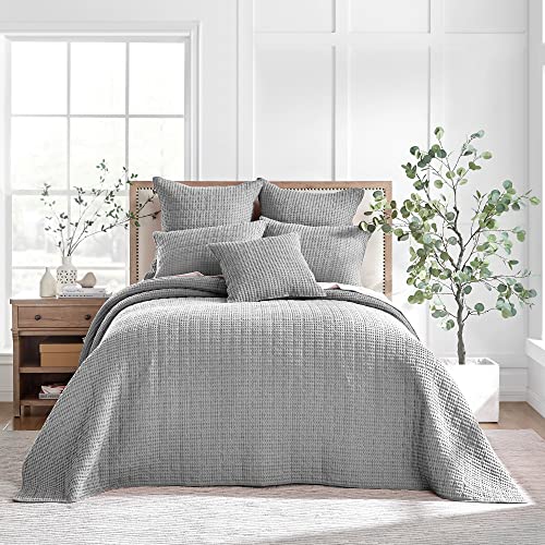 Levtex Home Mills Waffle Twin Bedspread Set (84x104in) with 1 Pillow Sham (26x20in) - Grey - Cotton Waffle Twin Size Bedspread Set - Lightweight, Soft, Pre-Washed - color: Grey, size: Twin Bedspread