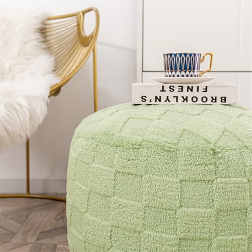 Poofieotto Round Pouf Ottoman,Foot Rest,Hassock,Foot Stool,Green,20x14In | Footstool Ottoman,Stuffed Pouf Ottoman,All-One Foam Filler,Foot Rest,Bean Bag Chair,Floor Pouf Storage Solution,Wedding Party - color: Grass Green