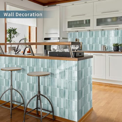 10 Sheets Upgraded Thicker Design Subway Tile Peel and Stick Backsplash | 12”×12”Self Adhesive Wall Tiles Stick on Back Splash for Kitchen,Bathroom,Camper(Azure Blue) - color: Azure Blue