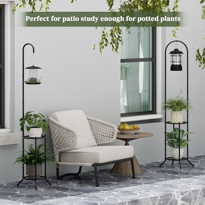 2 Tier Hanging Metal Plant Stand Space Saving Corner Plant Holder | Plant Shelf with Hooks Space Saving Corner Design Fits Bedroom, Balcony,Living Room and Patio Garden