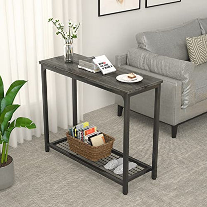 Ecoprsio Console Table Sofa Table with Mesh Shelves, 2 Tier Entryway Table Foyer Table for Entryway, Front Hall, Hallway, Sofa, Couch, Living Room, Coffee Bar, Kitchen, Grey, 32 Inch - color: Grey, style: 2-Tier
