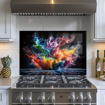 Evgosm Tempered Glass Backsplash for Kitchen， Stove Splashback, pigment Glass Backsplash, Used for Kitchen Wall Protection and Decoration, Easy to Install and Clean. (30x20'') - size: 30"L x 20"W