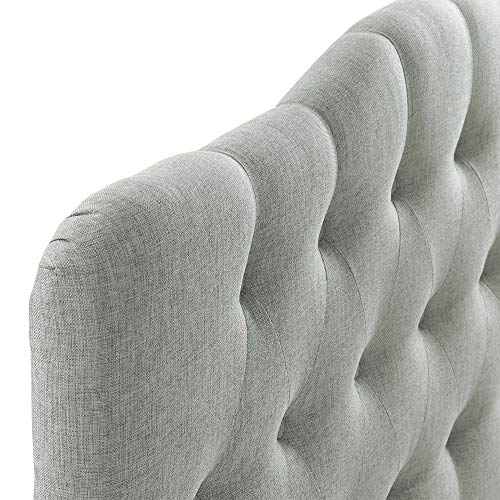 Ergode Annabel Button Tufted Linen Fabric Upholstered Queen Headboard | Tranquil Haven | Soft Tones | Sophisticated Design | Durable Build | Graceful Contours | Enhance Bedroom Ambiance