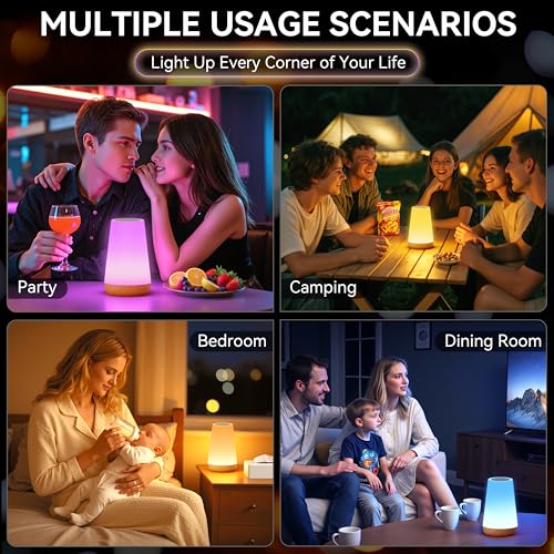 Auxmir Rechargeable Night Light, Remote Control Lamp, Light Brown-2 Pack | touch control, 13 colors, 5 brightness levels, 4 lighting modes, 1/2/4/6-hour auto-off, portable for nursery and camping - color: Light Brown-2 Pack