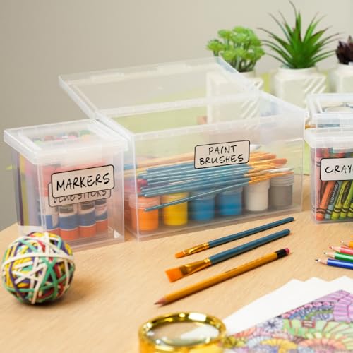 Bostitch Konnect Storage Containers with Lids, Clear Plastic Box, Stackable for Crafts, Home, and Office Organization, Labels, 3-Piece (1 4 Qt Box, 2 1.5 Qt boxes) - size: One 1.5-Qt Box, Two 0.5-Qt Boxes