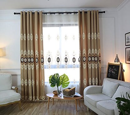 Simple Chenille Curtains, Jacquard Blackout Window Elegance Drapes/Panels/Treatments for Bedroom Living Room, 42x63, Top Grommets, 2 Panels | Medium Weight Fabric, Woven Texture, Soft Light Filtering, Classic Style Accent, for Living Room and Bedroom Wind