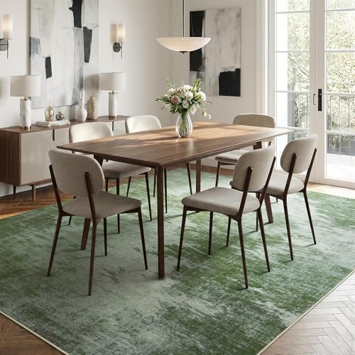 5'x7' Sage Green Faded Abstract Faux Wool Area Rug Living Room Soft | Modern Machine Wash Non-Slip Rug Throws, Kid-Friendly Low Profile Carpet for Bedroom, Kids Room, Farmhouse Under Bed, Green - color: Woodland‌, size: 5' x 7' (Rectangular)