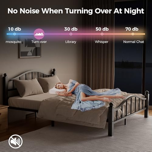 Metal Queen Size Bed Frame with Headboard | Noise-Free Design, 12" Underbed Storage, 1500 LBS Heavy Duty Queen Size Bed Frame, No Box Spring Needed, Tool-Free Assembly - color: Queen Black