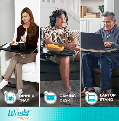 Stander Wonder Tray, Adjustable Swivel Table, Large Laptop Stand, Couch Desk, Side Tables & Gaming Bench, TV-Trays for Eating on Couches, Chairs, Recliners, Black - color: Black, size: Large