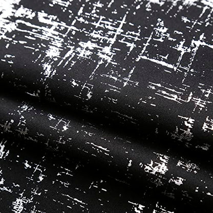 Taisier Home Silver Foil Print Linen Textured Curtains Geometric Dots Pattern Design Curtains for Nursery Toy Room Thermal Insulated Window Treatment 2 Panels 45" L,Black and Silver Drapes Print - color: Black/Silver, size: 52"W x 45"L (Pack of 2)