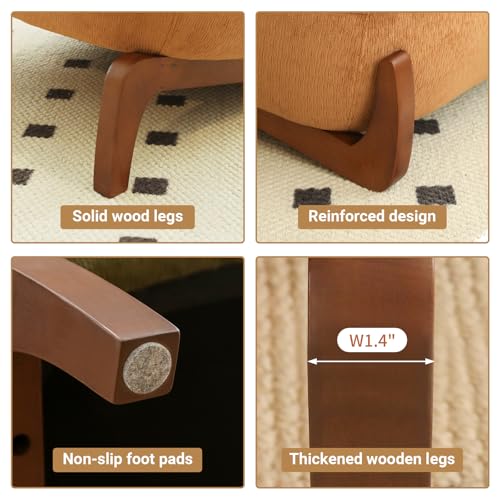 GDFStudio Armless Accent Chair with Solid Wood Legs & Upholstered Cushion, Modern Side Chair for Living Room Bedroom Reading Nook Balcony Apartment Waiting Area Comfortable Seating, Caramel - color: Caramel