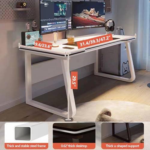 Gaming Desk Computer Writing Table Student Art Modren Simple Style PC Wood Suitable for Home, Office - color: White, size: 47.2*23.6