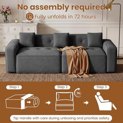 FiveWillowise 100" Cloud Boneless Modular Sectional Sofa,Grey | 2-Seater Loveseat with 24.69"Deep Seat,Floor Couch–Comfy Foam Upholstered Sofa for Living Room,Bedroom,Apartment,Chenille - color: Grey