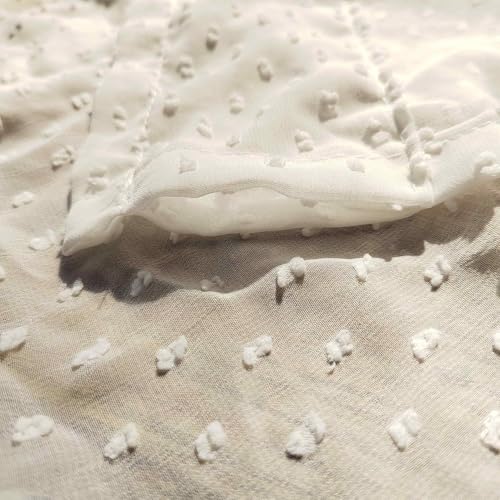 White Arched Sheer Valance Boho Pompom Short Curtain Tier Crystal Beads 1PC | For Doorways Tassels Swag Curtain Room Divider Dining Room Glass Door Rod Pocket (W39 X L35 INCH,White) - size: 39"W x 35"L (Pack of 1)