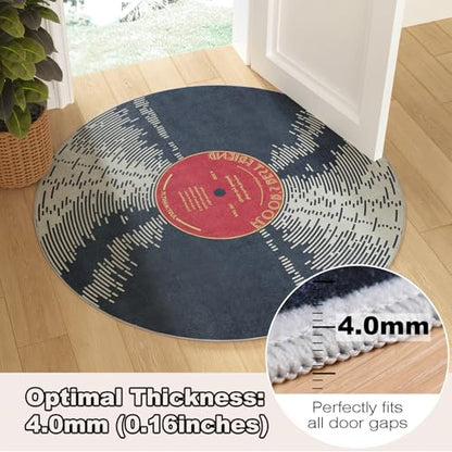 Vinyl Record 4ft Round Rug, Non-Slip Area Rug Round for Living Room, Bedroom, Dining Room Table,Small Circular Rugs,Ultra Soft Circle Carpet for Home Decor Aesthetic,Low-Pile Carpet Circles,Music Gift - size: 4' (Round)