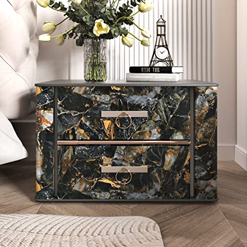 Wallercity Glossy Black/Gold Marble Wallpaper for Backsplash Peel and Stick Countertops Self Adhesive Wall Paper Sticker Waterproof Kitchen Marble Contact Paper for Cabinets Shelf Liner 15.8''x78.7'' - size: 15.8" x 78.7"