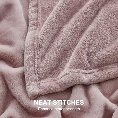 Hansleep Throw XL Pink Fleece Blanket, Soft Flannel Bed Blanket | Fuzzy Cozy Blanket 50x70 Inches, Multi-use for Bed, Sofa, Couch, Travel, Camping, All Season Warm Lightweight Cover - color: Pink, size: Throw XL (50x70 Inches)