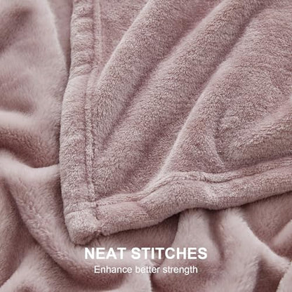 Hansleep Throw XL Pink Fleece Blanket, Soft Flannel Bed Blanket | Fuzzy Cozy Blanket 50x70 Inches, Multi-use for Bed, Sofa, Couch, Travel, Camping, All Season Warm Lightweight Cover - color: Pink, size: Throw XL (50x70 Inches)