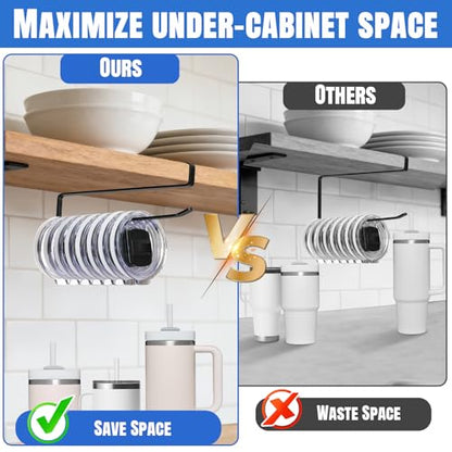 2 Pack Tumbler Lid Organizer, No Adhesive or Drilling, Kitchen Space Saver | Versatile Cup & Water Bottle Lid Holder, Under Cabinet Storage, Black - style: 2 Pack, Black