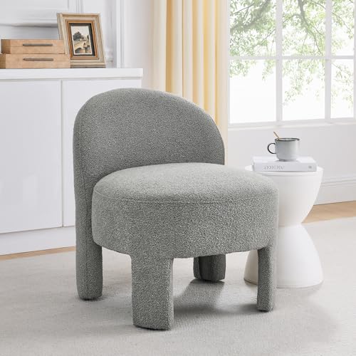 Loop Gauze Lounge Chair with Soft Cushion, Space Saving Accent Chair for Small Spaces, Easy Assembly Modern Chair for Living Room, Bedroom, Balcony(Grey)