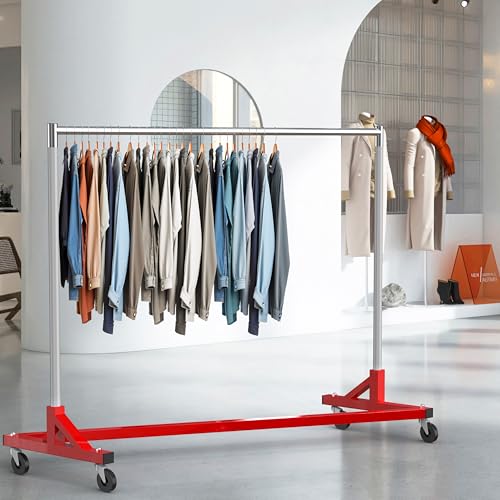 Simple Houseware Industrial Grade Z-Base Garment Rack, 63" W/500Lb, Red - color: Red