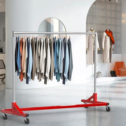 Simple Houseware Industrial Grade Z-Base Garment Rack, 63" W/500Lb, Red - color: Red