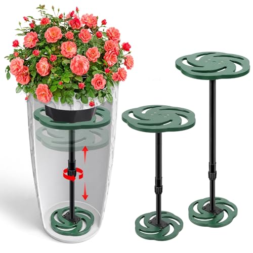 2 Pack Plant Risers for Inside Pots, 17.5-32" Rise Plastic Planter Inserts | Adjustable Height Planter Inserts for Large Pots, Pot Fillers for Tall Square Round Taper Planters (6" 8" 10" Base or Top) - size: XL Tall Lift: 17.5-32" Rise - 2Pack