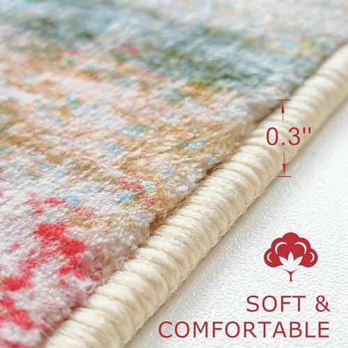 KOZYFLY Modern Abstract Kitchen Runner Rug, 2x6 Washable Rug Runner Non-Slip Soft Hallway Runner Rugs, Green Print Carpet Runner for Entryway Bathroom Laundry Room Foyer - color: Green/Turquoise, size: 2' x 6' (Runner)