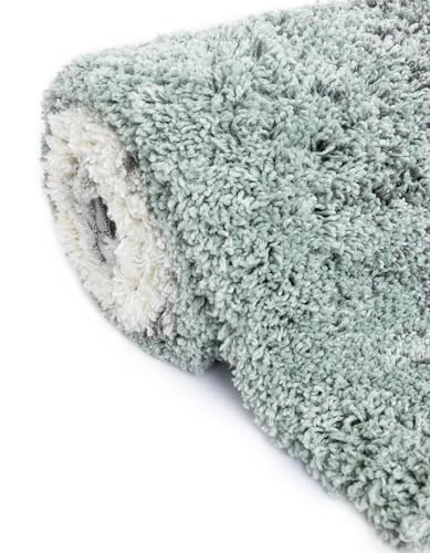 Rugs.com - Soft Touch Shag Rug – 4 Ft Round Sage Green Plush Shag Rug – Modern Abstract Swirl Design, Soft Texture for Bedrooms and Nurseries - color: Sage Green, size: 4' (Round)