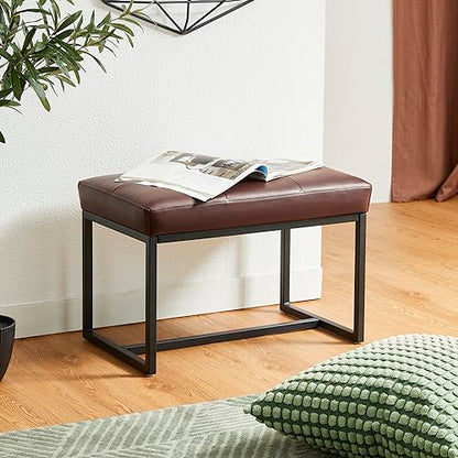 Glitzhome Ottoman Bench, Modern PU Leather Vanity Stools Chairs with Metal Frame, Makeup Stool Padded Foot Rest Stool for Living Room Vanity, Entryway, Bathroom, Brown - color: Brown