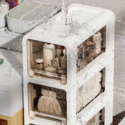 4-Tier Bathroom Floor Cabinet,Narrow Slim Storage Cabinet with Wheels,Movable Cabinet for Small Sapce, Bathroom,Living Room - size: 4-Tier-7.9"W