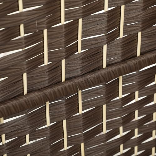 HOMCOM 6 Panel Room Divider 6 Ft Privacy Screen Hand-Woven Brown | Folding PP Wall Partition, Pine Wood Frame, Freestanding Room Separator, Bedroom Home Office, No Assembly - color: Brown, size: 6 Panel