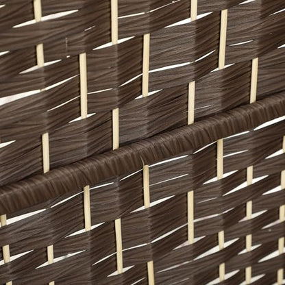 HOMCOM 6 Panel Room Divider 6 Ft Privacy Screen Hand-Woven Brown | Folding PP Wall Partition, Pine Wood Frame, Freestanding Room Separator, Bedroom Home Office, No Assembly - color: Brown, size: 6 Panel