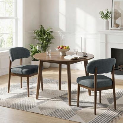 Wooden Dining Room Chairs Set of 2, Modern Upholstered Velvet Kitchen Chairs with Ergonomic Curved Back, Farmhouse Dining Side Chair with Solid Wood Frame for Kitchen Room, Dark Gray - color: Grey