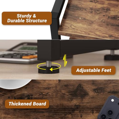 Kitchen Countertop Organizer Shelf, 3 Tier Spice Rack Wood Coffee Counter Shelf Kitchen Cabinet Organizer with Metal Leg for Countertop, Pantry, Bathroom Countertop Organizer, Rustic Brown