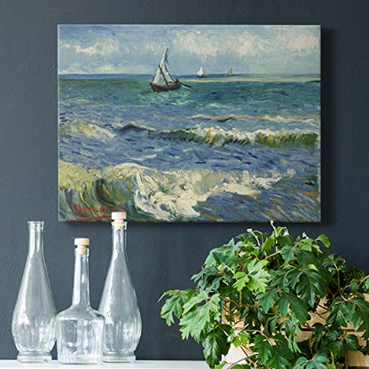 Renditions Gallery Seascape at Saintes-Maries by Vincent Van Gogh Printed, Famous Painting Reproduction, Premium Gallery Wrapped Canvas Print, Ready to Hang, 8 in H x 12 in W, Made in America Art - color: Seascape at Saintes-maries, size: 12"L x 8"W