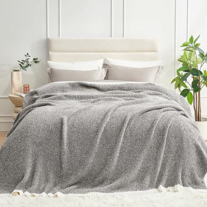 Snuggle Sac Queen Size Bedding Blankets, Super Soft Warm Oversized Blankets for Bed, Cozy Knit Fuzzy Plush Bed Blankets,Heather Dark Grey,90x90 inches - color: Heather Dark Grey, size: Queen (90"x90")