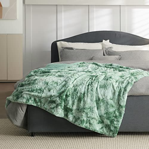 Bedsure GentleSoft Sherpa Fluffy Throw Blanket - Fleece Warm and Cozy Throw for Women Gift, Plush & Fuzzy Faux Fur Christmas Blanket for Couch, Bed Decor, Tie Dye Design, Sage Green, 50x60 Inches - color: 05 - Sage Green, size: Throw (50" x 60")
