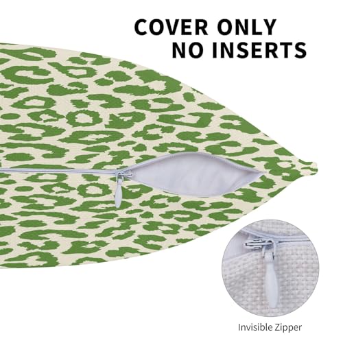 Lime Green Leopard Print Throw Pillow Covers Cheetah Animal Pattern Pillow Cover 20x20 Inch Set of 2 Animal Leopard Green Spots Pillowcase Square Cushion Cases for Couch Bed Sofa - color: Green Beige, size: 20" x 20" (Pack of 2)