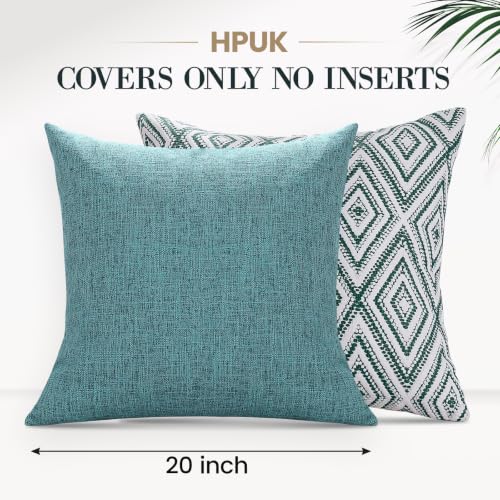 HPUK Throw Pillow Covers 20x20, Set of 4, Aqua Blue Couch Pillow Covers | Polyester fabric, patterned and solid designs, hidden zippers, machine washable, for sofas and beds, inserts not included - color: Aqua, size: 20" x 20" (Pack of 4)