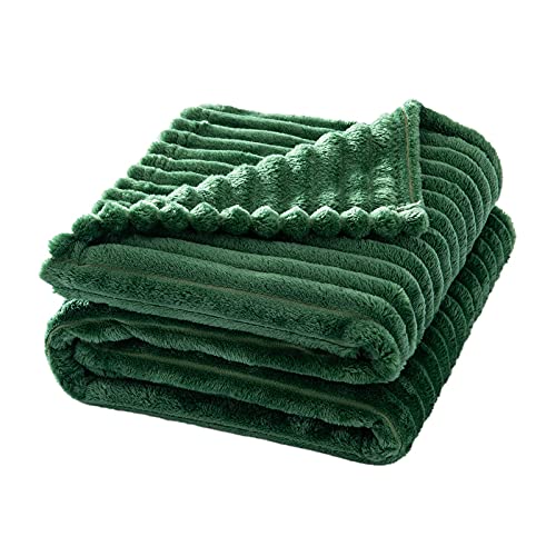 MIULEE Fleece Blanket, Durable Plush Fuzzy Extra Soft Warm Cozy Dark Green Striped Flannel Throw Blanket for Couch Sofa Bed 30"x40" - color: Dark Green, size: 30"x40"