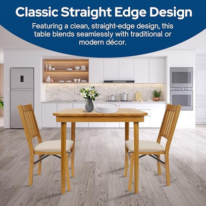 Stakmore Classic Straight Edge Square Wood Folding Table, 32x32, Oak | Foldable Card Table, Wooden Tabletop Furniture for Cards, Board Games & Dining - color: Light Brown