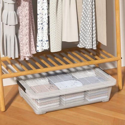 Under Bed Storage Bins With Wheels, 40 Quart, 3 Pack | Clear Plastic Rolling Storage Containers With Lids, Low Profile Space Saver for Clothes, Shoes, Blankets - size: 40 Quart