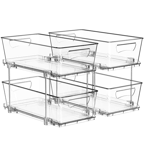 Simple Houseware 2Pcs 2-Tier Slim Drawer Cabinet Pull-Out Organizer, Clear - size: 2-Pack
