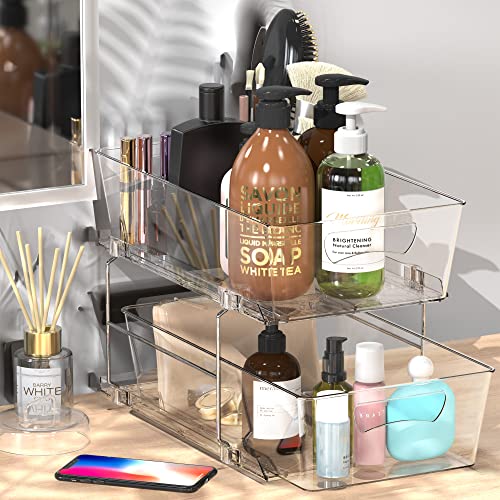Simple Houseware 2 Tier Basket Drawer Cabinet Pull-Out Organizer, Clear - size: 1-Pack