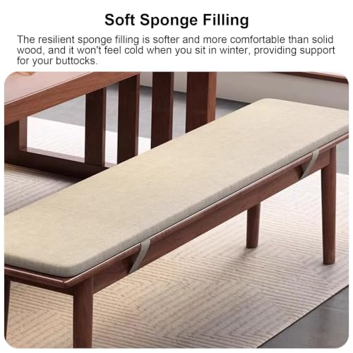 Narrow Rubber Wood Bench, Modern Dining Stool with Soft Cushion, Capacity 1100lbs, Easy to Assemble, for Dining Room Hallway Bedroom(Brown,80cm/31.5in) - color: Brown, size: 80cm/31.5in