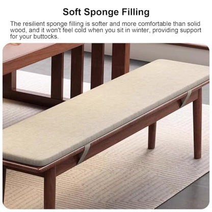 Narrow Rubber Wood Bench, Modern Dining Stool with Soft Cushion, Capacity 1100lbs, Easy to Assemble, for Dining Room Hallway Bedroom(Brown,80cm/31.5in) - color: Brown, size: 80cm/31.5in